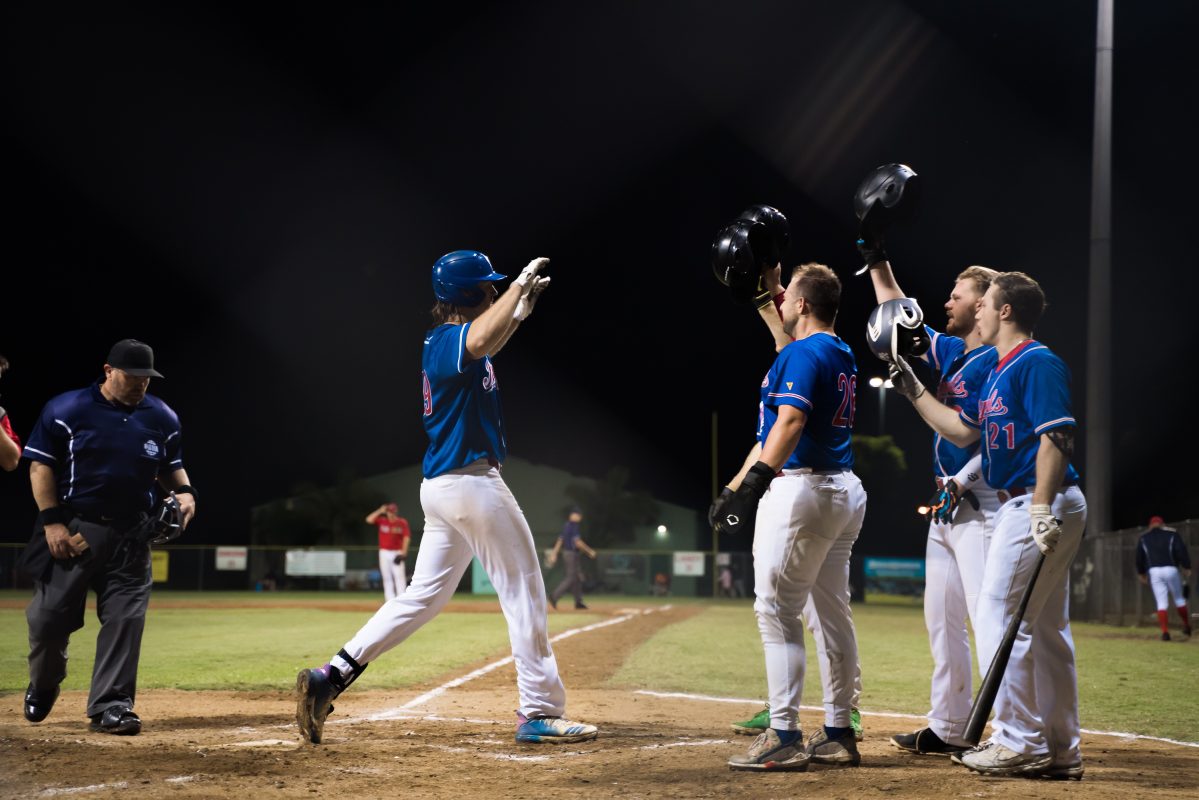 Team celebrating C Mac's home run